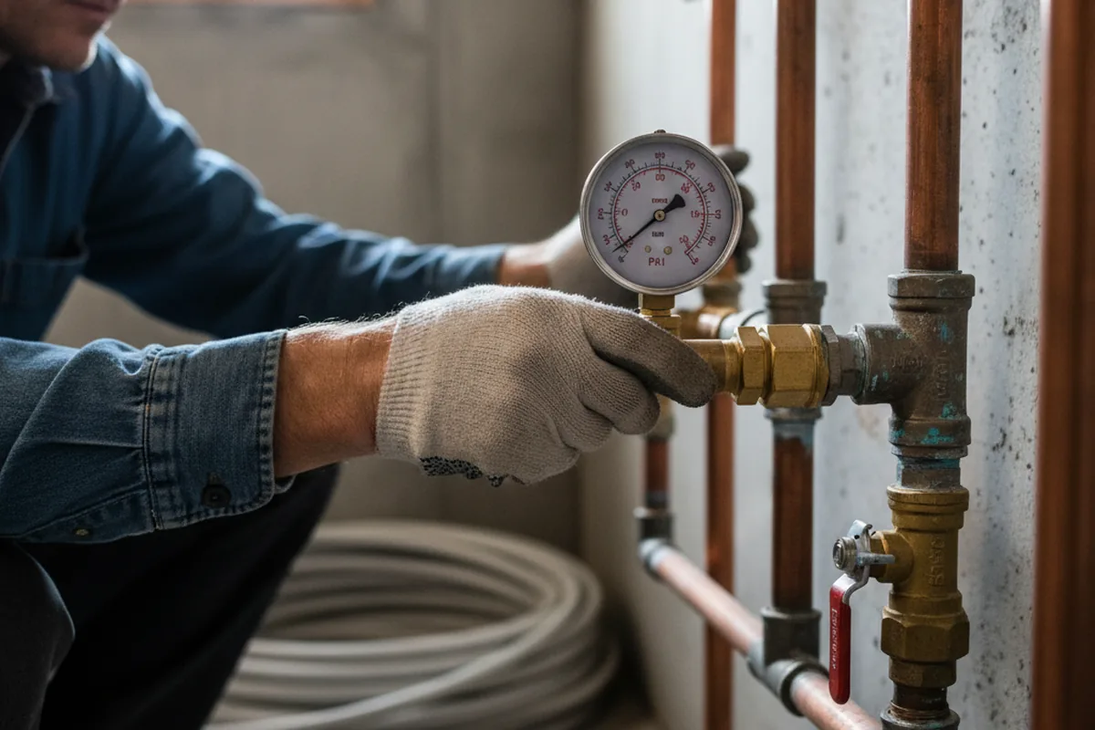 Pressure testing a repaired line during Water Line Repair in Wolcott
